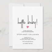 Hallo Moderne Baby Meisje Douche Nodig Roze Hart Kaart (Voorkant)