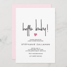 Hallo Moderne Baby Meisje Douche Nodig Roze Hart Kaart