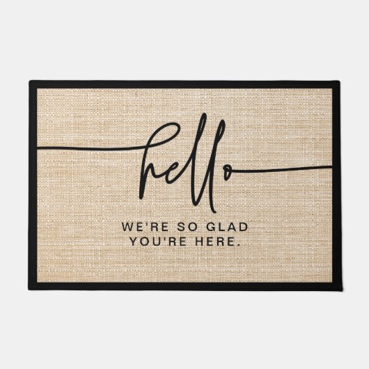 Hallo Moderne boerderij Burlap Deurmat (Voorkant)