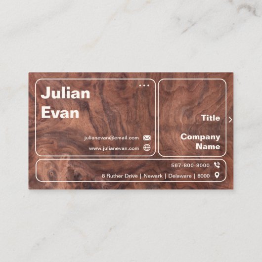 Hallo Moderne Dark Shade Wood Grain Bold Typografi Visitekaartje (Achterkant)