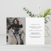 Hallo Moderne dertig verjaardagsfeest fotoscript Kaart (Staand voorkant)