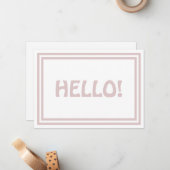 hallo Moderne Eenvoudige Typografie Girly Cute Pin Notitiekaartje (Voorkant / Achterkant in situ)