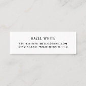hallo | Moderne, eenvoudige witminima Mini Visitekaartje (Achterkant)