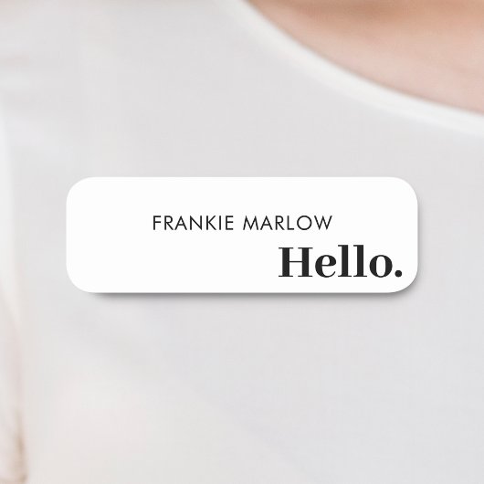 hallo | Moderne, eenvoudige witminima Naamplaatje