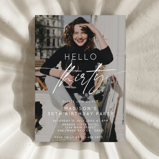 Hallo Moderne foto 30e verjaardag Kaart