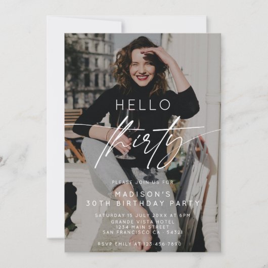 Hallo Moderne foto 30e verjaardag Kaart (Voorkant)