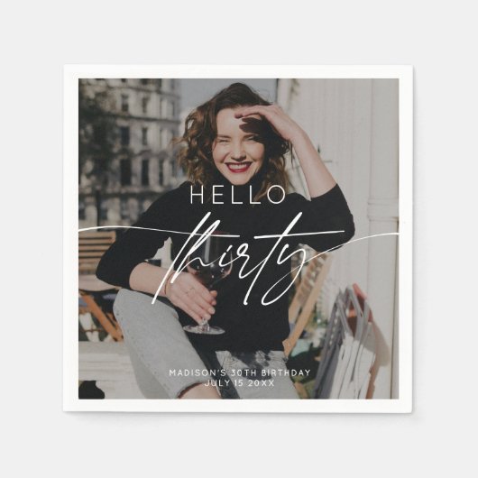 Hallo Moderne foto 30e verjaardag Servet (Voorkant)