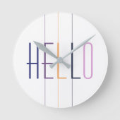 Hallo moderne gestreepte kleurrijke typografie ronde klok (Voorkant)