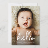 Hallo Moderne handlettering? Custom Baby Photos Aankondiging (Voorkant)