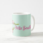 Hallo Moderne kersenbloesems Mint Groen! Koffiemok (Voorkant rechts)