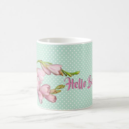 Hallo Moderne kersenbloesems Mint Groen! Koffiemok (Center)