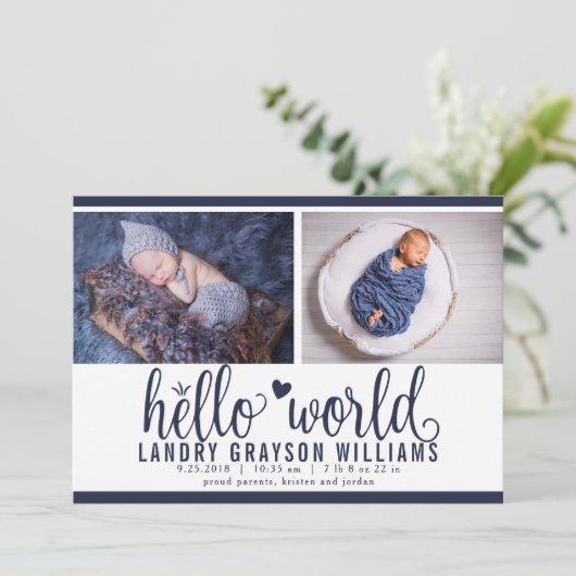 Hallo Moderne Marine Aankondiging (Staand voorkant)