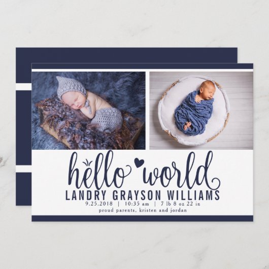 Hallo Moderne Marine Aankondiging (Voorkant / Achterkant)