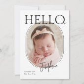 Hallo €? | Moderne minimalistische Baby ovale foto Aankondiging (Voorkant)
