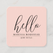 Hallo Moderne minimalistische Blush Pink Vierkante Visitekaartje (Voorkant)