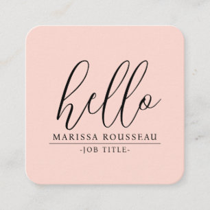 Hallo Moderne minimalistische Blush Pink Vierkante Visitekaartje