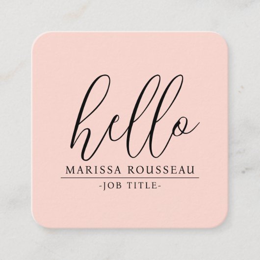 Hallo Moderne minimalistische Blush Pink Vierkante Visitekaartje (Voorkant)