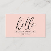 Hallo Moderne minimalistische Blush Pink Visitekaartje (Voorkant)