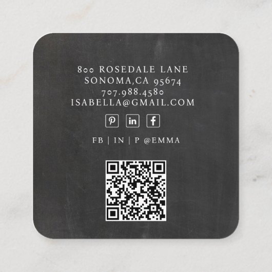 Hallo Moderne minimalistische grijze QR-code Vierkante Visitekaartje (Achterkant)