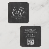 Hallo Moderne minimalistische grijze QR-code Vierkante Visitekaartje (Voorkant / Achterkant)