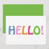 Hallo Moderne minimalistische kleurrijke groene ty Bedankkaart (Voorkant / Achterkant)