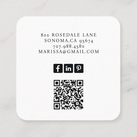 Hallo Moderne minimalistische QR-code Vierkante Visitekaartje (Achterkant)