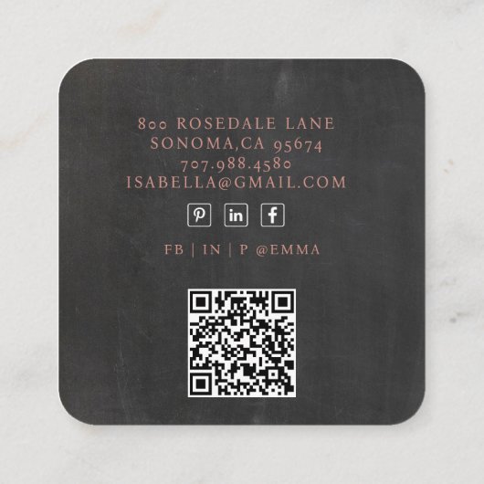 Hallo Moderne minimalistische QR-code Vierkante Visitekaartje (Achterkant)