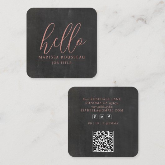 Hallo Moderne minimalistische QR-code Vierkante Visitekaartje (Voorkant / Achterkant)