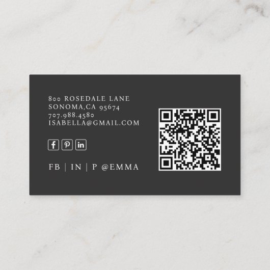 Hallo Moderne minimalistische QR code zwart Visitekaartje (Achterkant)