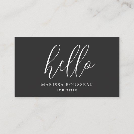 Hallo Moderne minimalistische QR code zwart Visitekaartje (Voorkant)