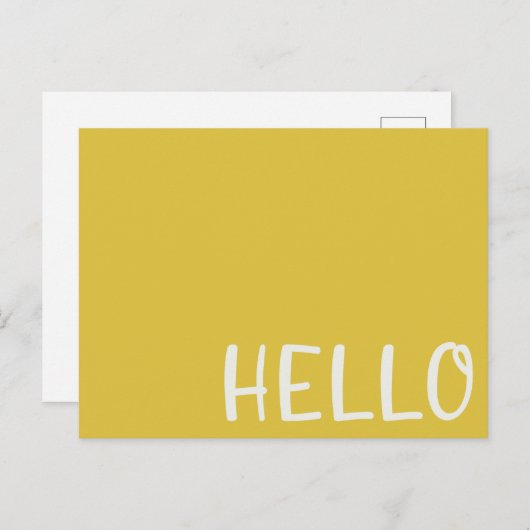 hallo | Moderne Mustard Yellow Minimalist Simple Briefkaart (Voorkant / Achterkant)