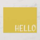 hallo | Moderne Mustard Yellow Minimalist Simple Briefkaart (Voorkant)