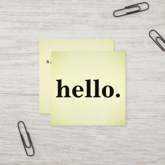 Hallo Moderne Professionele Minimalistische Rustig Vierkante Visitekaartje (Voorkant / Achterkant in situ)