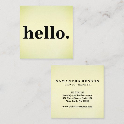 Hallo Moderne Professionele Minimalistische Rustig Vierkante Visitekaartje (Voorkant / Achterkant)