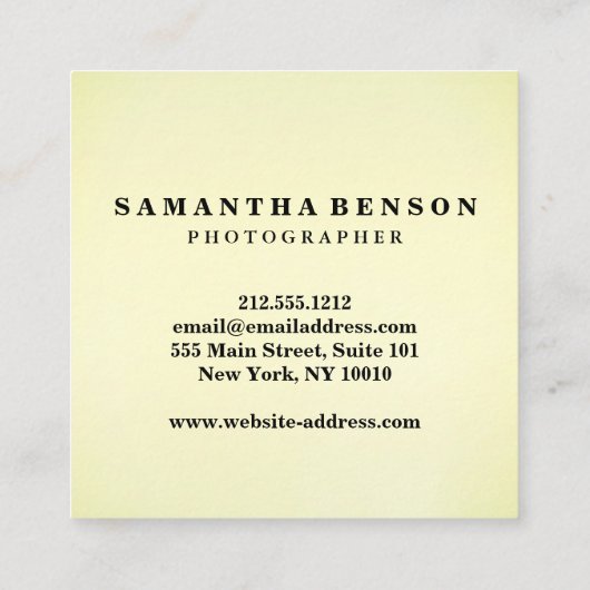 Hallo Moderne Professionele Minimalistische Rustig Vierkante Visitekaartje (Achterkant)