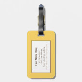 Hallo Moderne reizen * Sunshine Yellow Typography Bagagelabel (Achterkant verticaal)