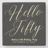 Hallo Moderne Script Typografie Stenen Onderzetter (Voorkant)