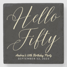 Hallo Moderne Script Typografie Stenen Onderzetter