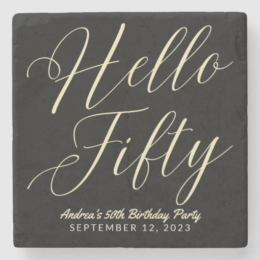 Hallo Moderne Script Typografie Stenen Onderzetter (Voorkant)