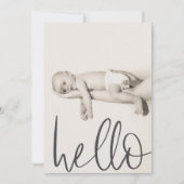 Hallo Moderne tekst Foto Baby Aankondiging (Voorkant)