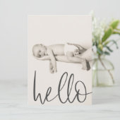 Hallo Moderne tekst Foto Baby Aankondiging (Staand voorkant)