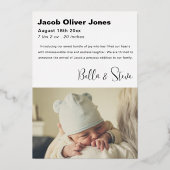 Hallo Moderne tekst Foto Baby Folie Uitnodiging (Achterkant)