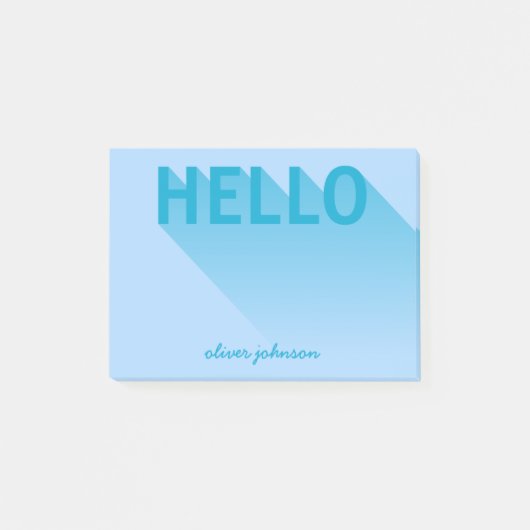Hallo Moderne Typografie Blauw Post-it® Notes (Voorkant)