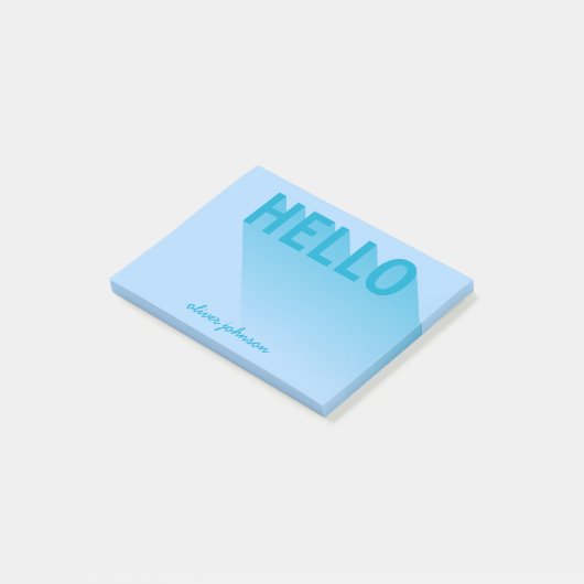 Hallo Moderne Typografie Blauw Post-it® Notes (Schuin)
