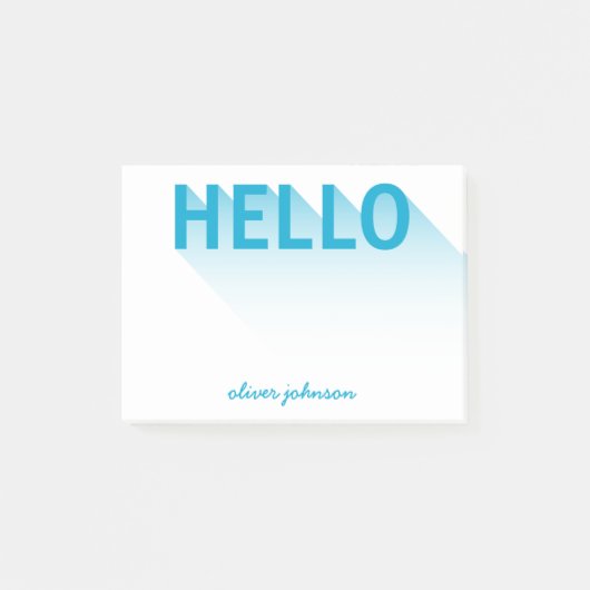 Hallo Moderne Typografie Blauw Post-it® Notes (Voorkant)