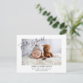 Hallo Moderne Wereld Calligrafie Geboorte Aankondi Briefkaart (Staand voorkant)