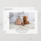 Hallo Moderne Wereld Calligrafie Geboorte Aankondi Briefkaart (Voorkant / Achterkant)