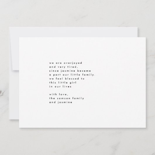 hallo | moderne zwart-wit-eenvoudige minimalistisc aankondiging (Achterkant)