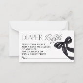 Hallo Moderne Zwarte Baby Bow Douche Luier Raffle Notitiekaartje (Voorkant)