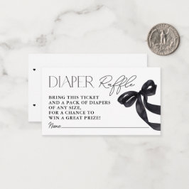 Hallo Moderne Zwarte Baby Bow Douche Luier Raffle Notitiekaartje